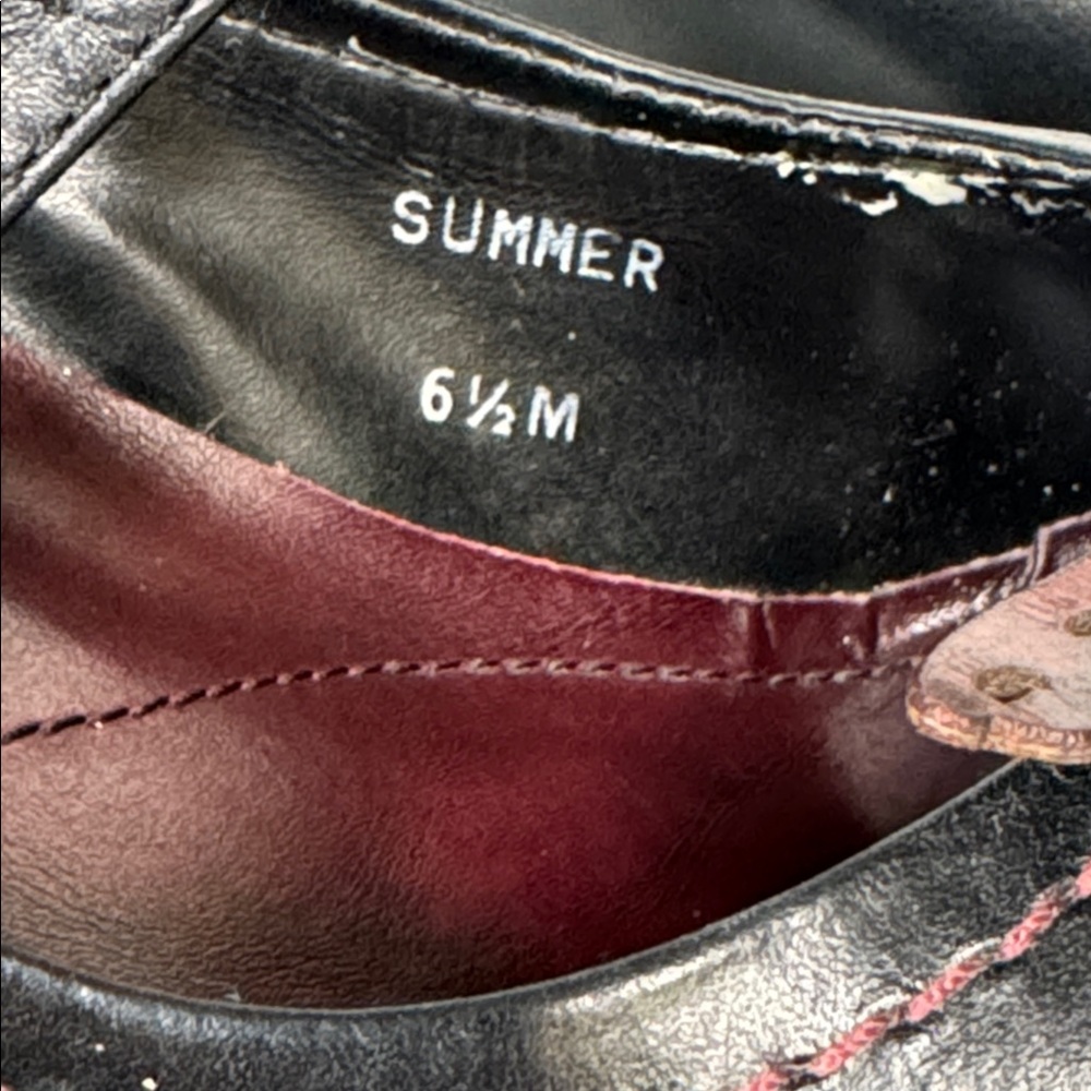 TWO LIPS SUMMER BLACK MARY JANE HEELS BUTTERFLY PEEP TOE VINTAGE Y2K SHOES - Picture 14 of 14